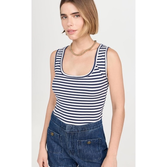 FP Movement by Free People Tops - FP Movement by Free People Striped Navy and White Tank Top